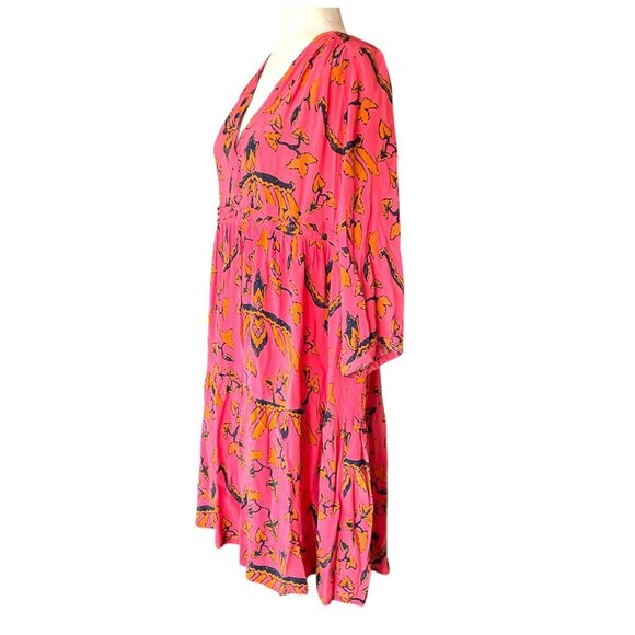ba&sh Dresses & Skirts - ba&sh Calix Pink and Black Floral Boho Mini Dress SZ 6 Cottagecore
